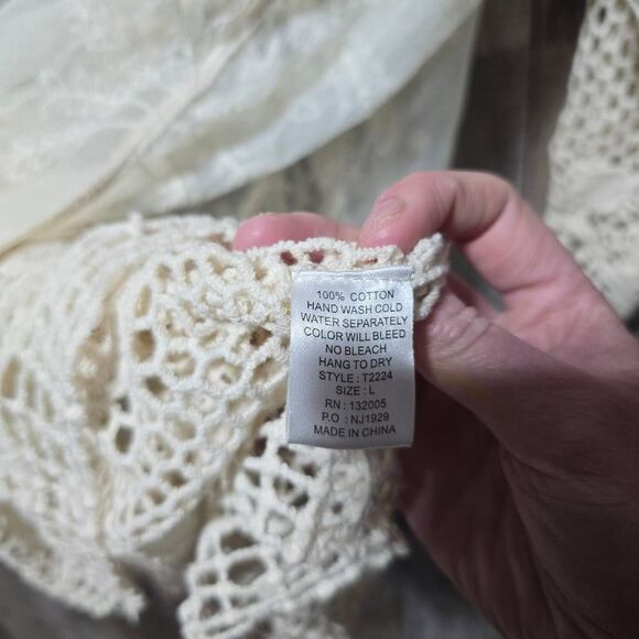 Entro Cream Mesh Lace Swim Suit Cover Up Boho Indie Hippy - Picture 5 of 5
